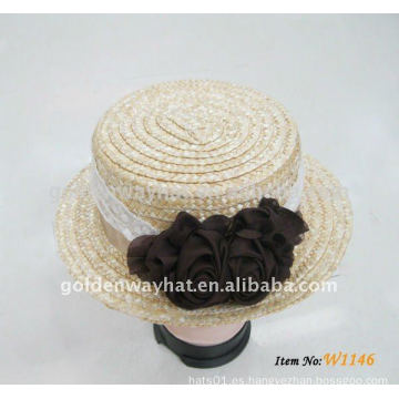 Sombrero de paja de las señoras derby con bowknot grande